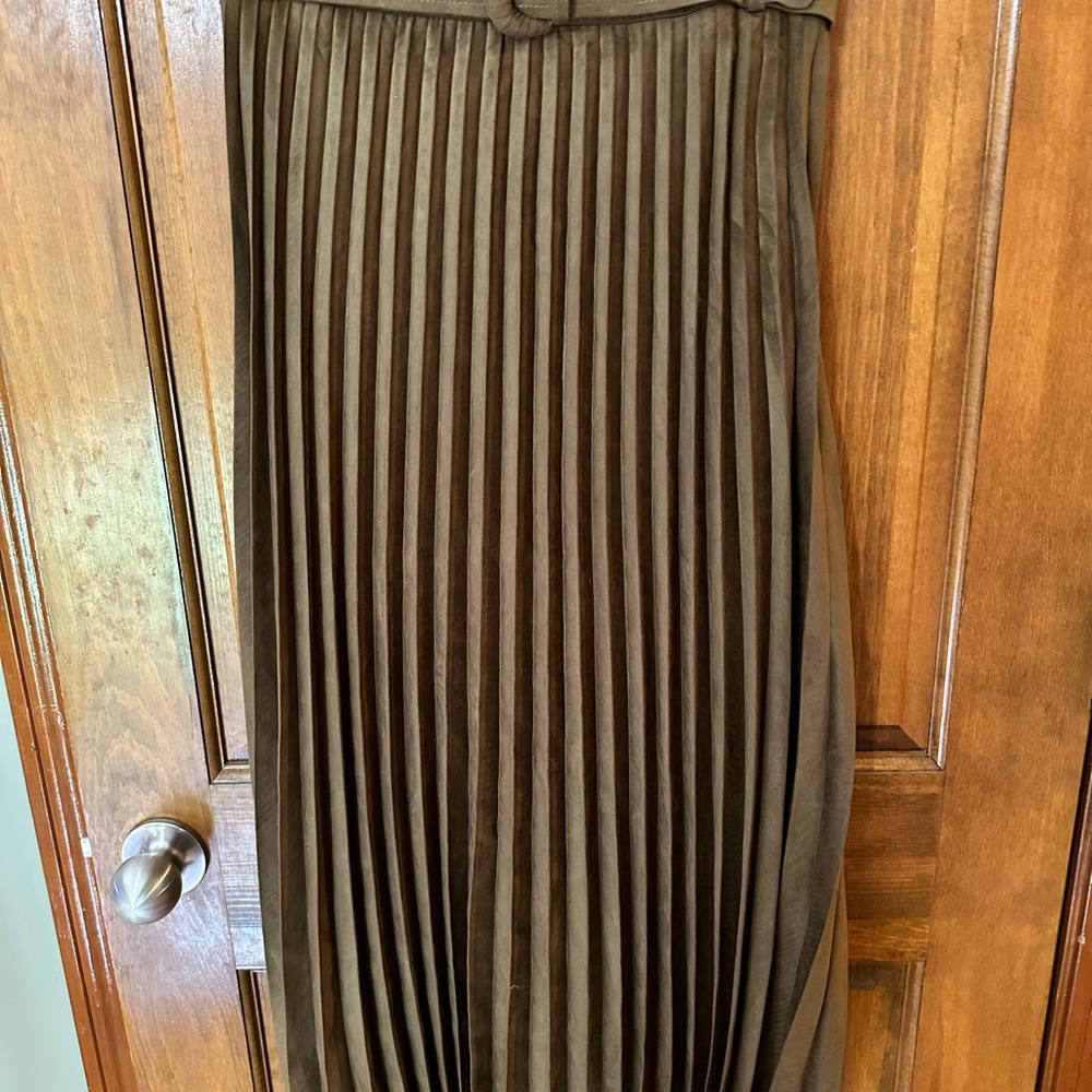 Zara Chocolate Brown Super Suede Midi Skirt- Small